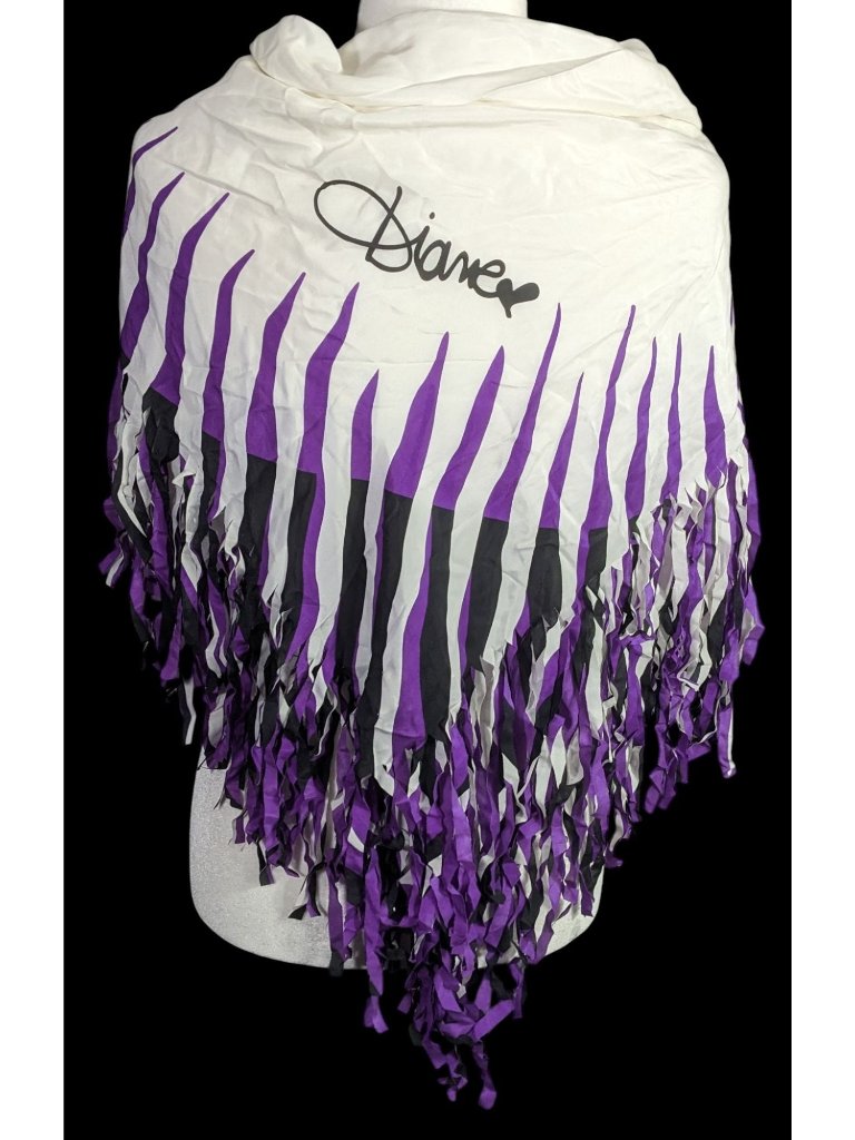 Vintage Diane Von Furstenberg Purple Stripe Silk Fringe Scarf Shawl